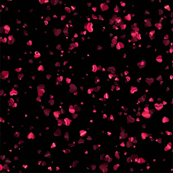 Pink Foil Hearts Confetti Black Background Wedding Birthday Valentine Day — Vettoriale Stock