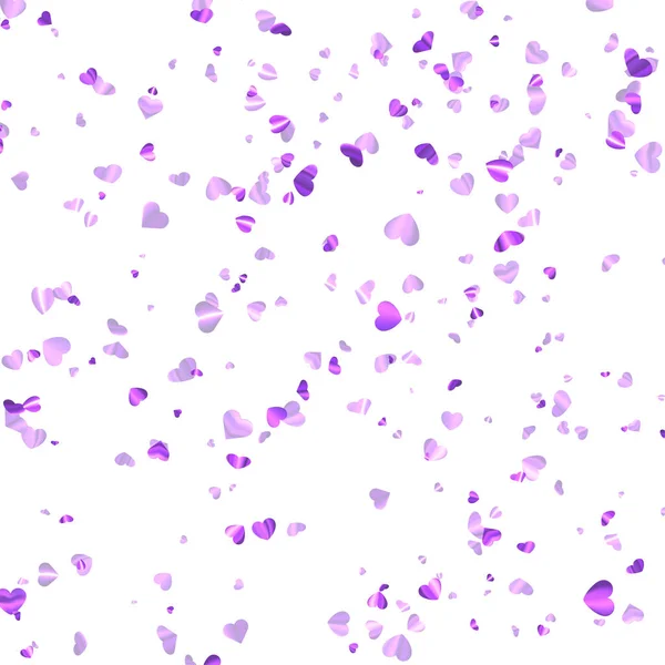 Purple Foil Hearts Confetti White Background Wedding Birthday Valentine Day — Stockvektor