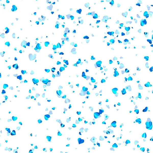 Blue Foil Hearts Confetti White Background Wedding Birthday Valentine Day — Stock Vector