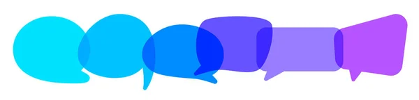 Bağlı Mavi Mor Eğimli Konuşma Baloncuklarının Bileşimi Farklı Şekillerde Kabarcıkları — Stok Vektör