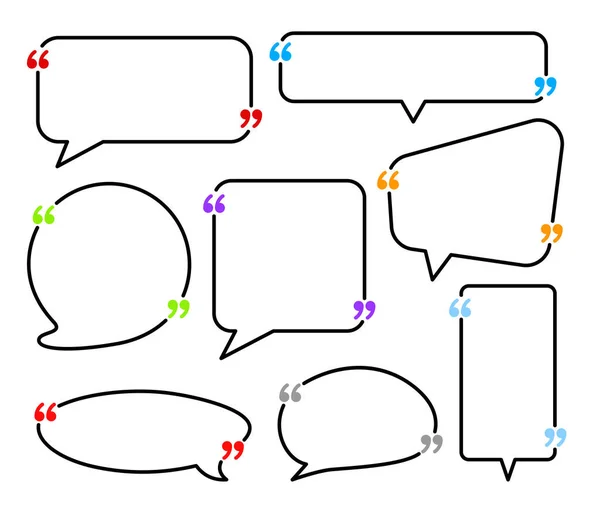 Set Isolated Speech Bubbles Different Shapes Colorful Quotes Vector Illustration — 스톡 벡터