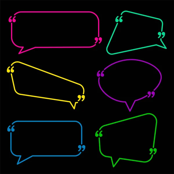 Set Isolated Speech Bubbles Different Shapes Quotes Black Background Vector — Stock Vector