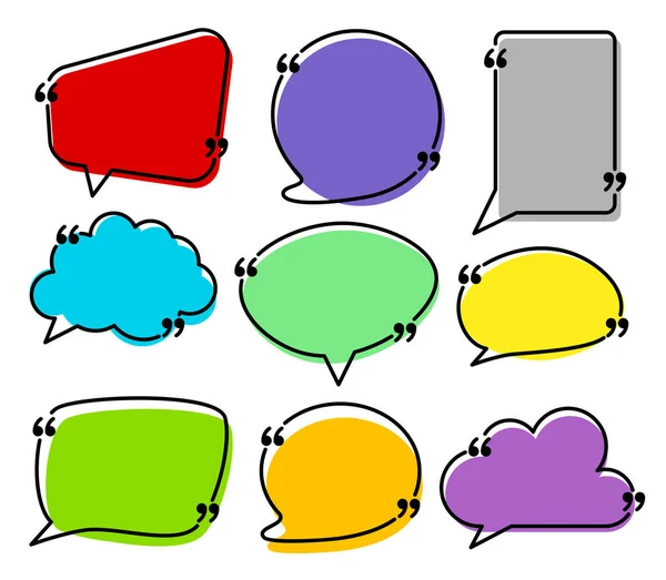 Set Isolated Colorful Speech Bubbles Different Shapes Quotes Vector Illustration — Stockvektor
