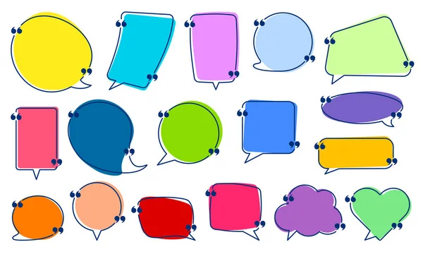 Set Colorful Empty Speech Bubbles Different Shapes Quotation Marks Icon — Stock Vector