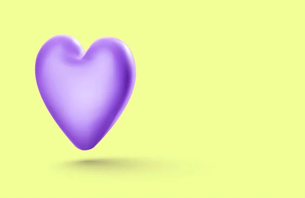 Roxo Balão Isolado Realista Forma Coração Fundo Verde Com Espaço — Vetor de Stock