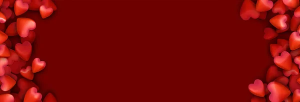 3次元の赤いハートの境界線 テキストのためのスペースとバレンタインデーのバナー ベクターイラスト — ストックベクタ