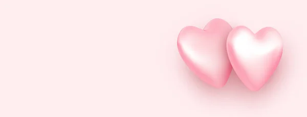 Ζεύγος Ανοιχτό Ροζ Καρδιές Πανό Ημέρας Του Αγίου Βαλεντίνου Χώρο — Διανυσματικό Αρχείο
