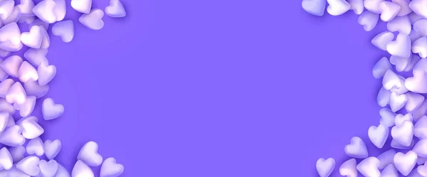 Фіолетові Серця Межа Фіолетовому Фоні Серця Люблять Цукерки Банер Дня — стоковий вектор