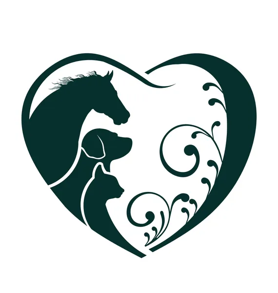 Logo Horse, Dog and Cat love heart