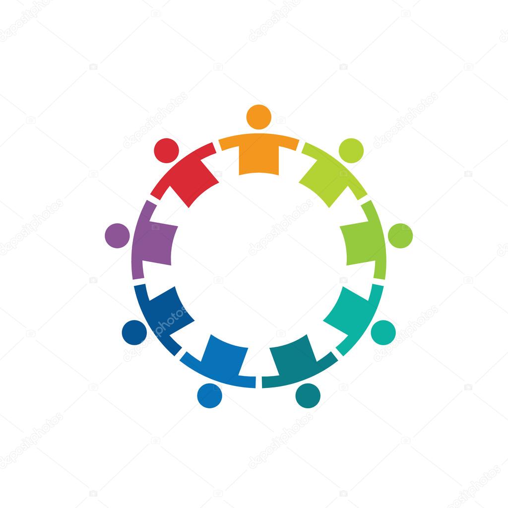 Team in a circle 9 image Concept of union, strong.Logo — Stock Vector