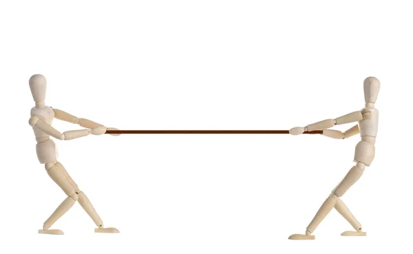 bir ip çekerek iki ahşap oyuncak.