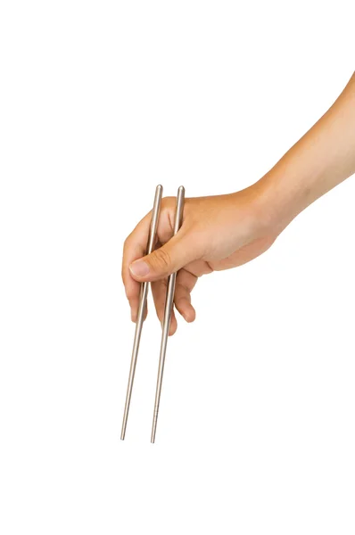 Isolerade hand innehav chopstick — Stockfoto