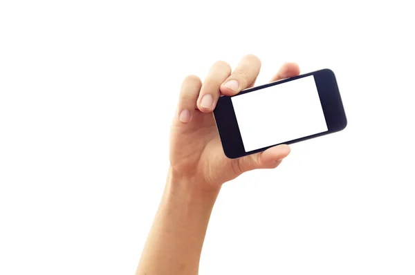 Izolované ruka drží smartphone nebo telefon — Stock fotografie