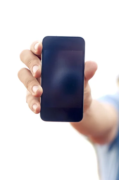 Man hand met smartphone of telefoon — Stockfoto