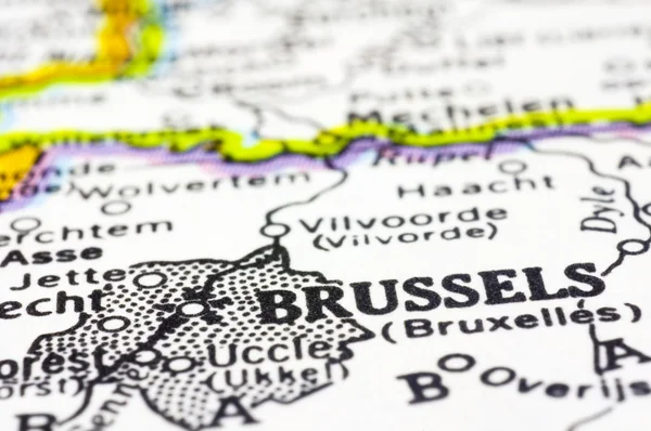 close up of brussels on map, beligium