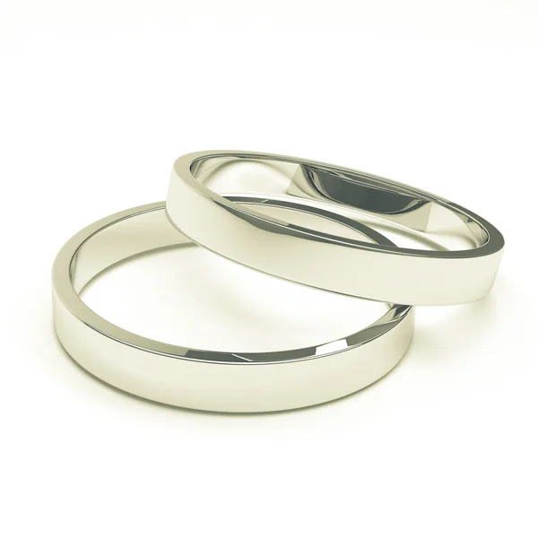 Stříbra nebo platiny snubní prsteny — Stock fotografie