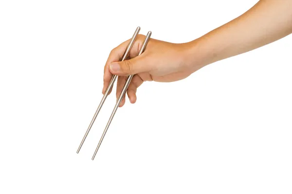 Isolerade hand innehav chopstick — Stockfoto