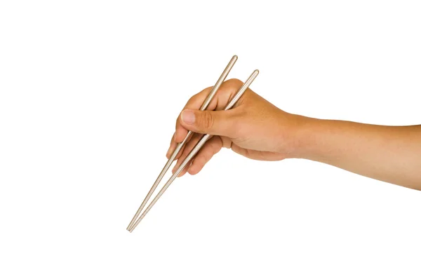 Mão isolado segurando chopstick — Fotografia de Stock