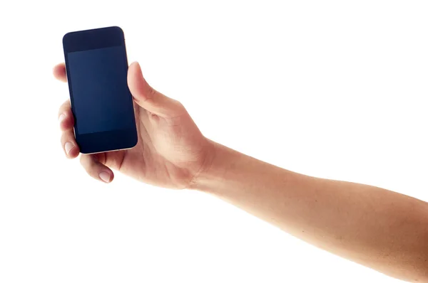 スマート フォンや携帯電話を持っている分離の手 — ストック写真