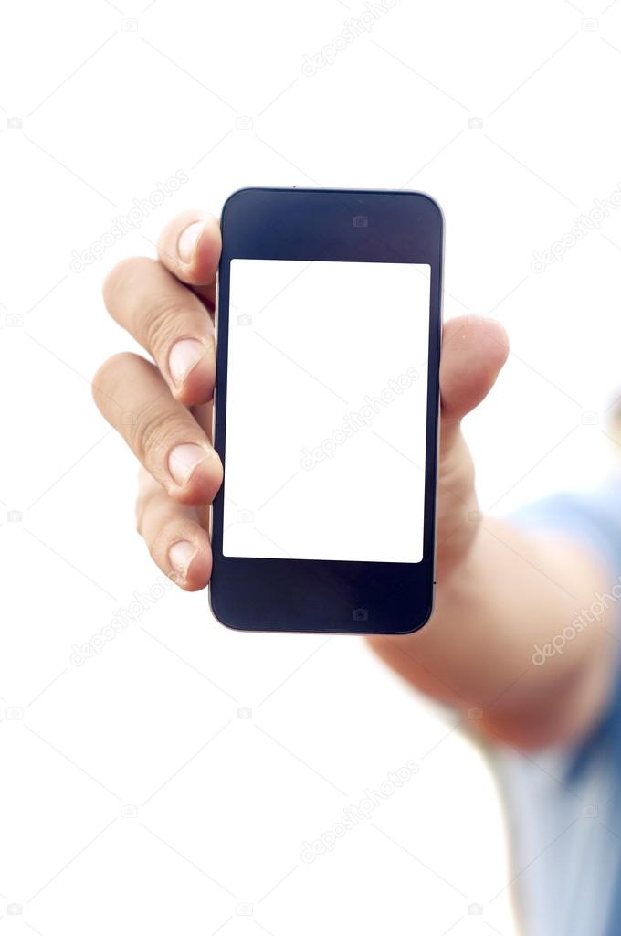 man hand holding smartphone or phone
