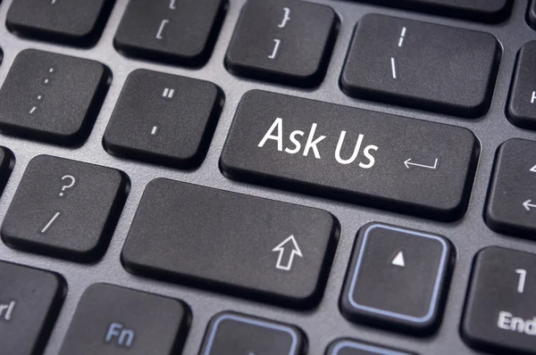 Message on keyboard, ask us concepts — Stock Photo, Image