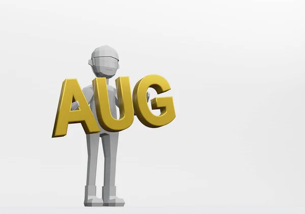 日付の概念のための8月の月の記号を保持ダミーの3Dレンダリング — ストック写真