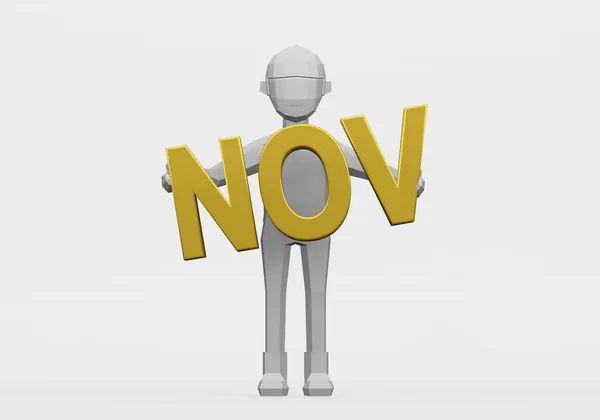 Render Dummy Holding November Month Sign Date Concepts — Stock Photo, Image