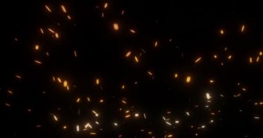 Video efekti için havada ateş közleri ya da kıvılcımlar uçuşuyor.