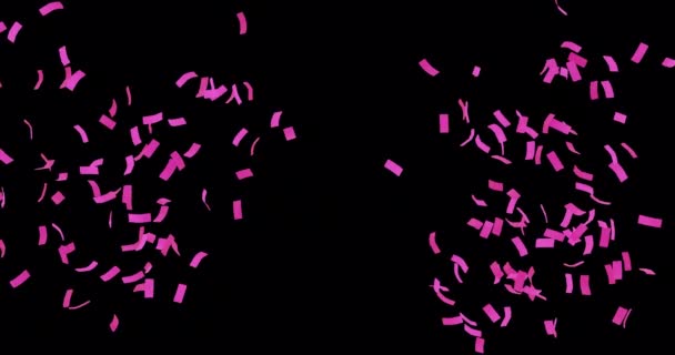 ピンクのコンフェッティの背景はお祝いのコンセプトでアルファチャンネルはオーバーレイ — ストック動画