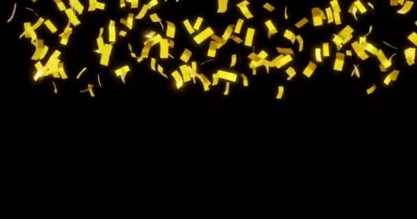 Gold Shiny Confetti Background Celebrations Concept Black Background — Stock Video