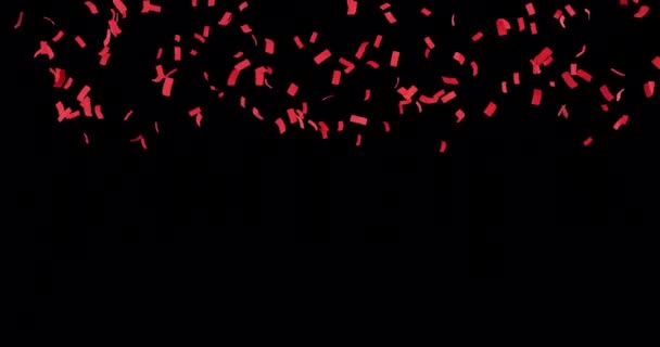 Confeti Rojo Papel Para Celebraciones Superposición Vídeo Fondo Transparente Formato — Vídeos de Stock