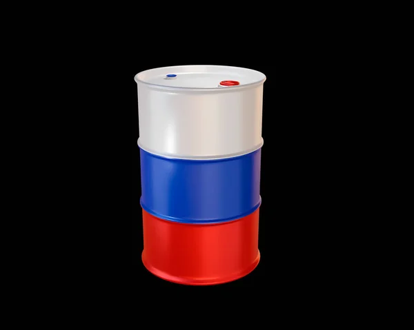 ロシアの旗の色の組み合わせで石油バレルの隔離された3Dレンダリング — ストック写真