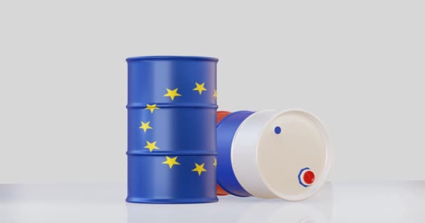 Oil Barrel Russian European Flag — Stock Video