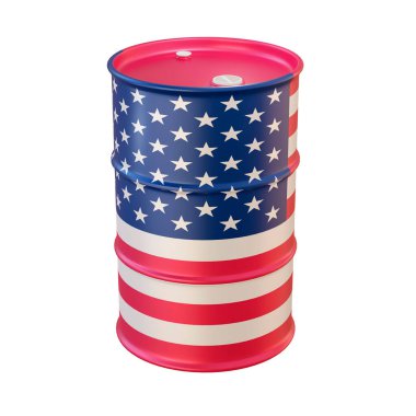 ABD bayrak rengi kombinasyonunda 3 boyutlu izole yağ varili.