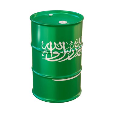 Suudi Arabistan bayrağında 3 boyutlu izole yağ varili.