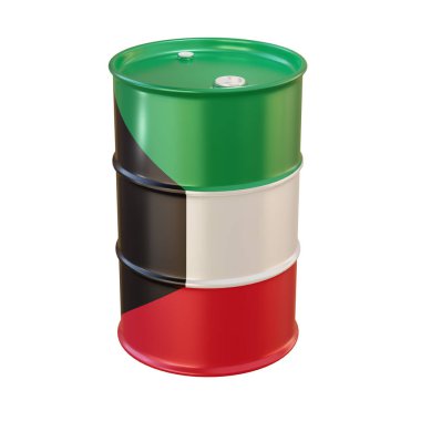 Kuveyt bayrağında 3 boyutlu izole yağ varili.