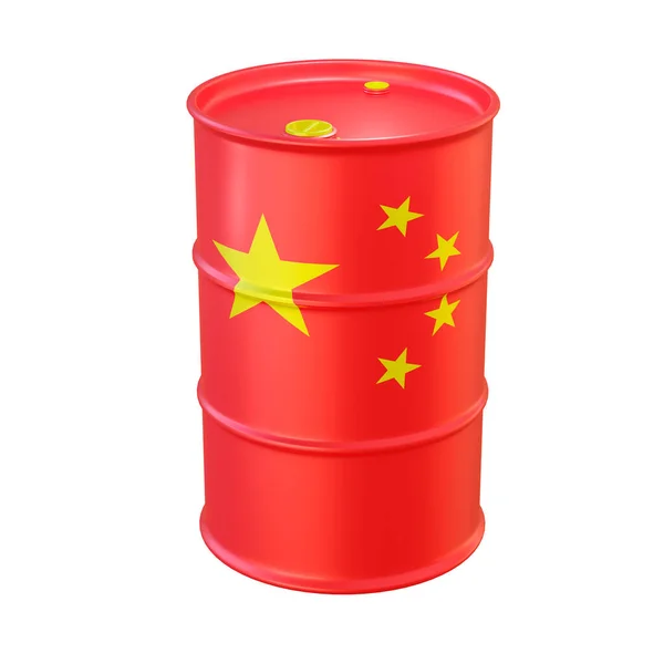 Isolierte Darstellung Von Ölfässern Der Farbkombination China Flagge — Stockfoto