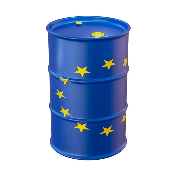 Renderização Isolada Barril Óleo Combinação Cores Bandeira Euro — Fotografia de Stock
