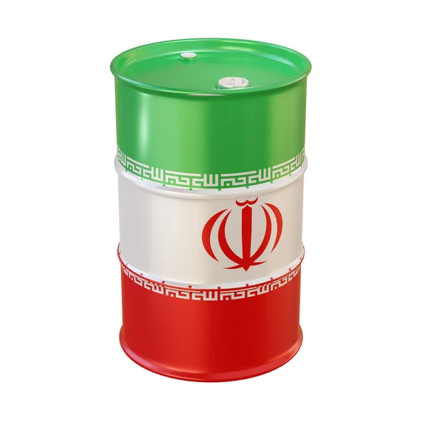 Aislado Renderizado Barril Petróleo Bandera Irán —  Fotos de Stock