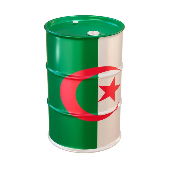 Aislado Barril Petróleo Bandera Argelia — Foto de Stock