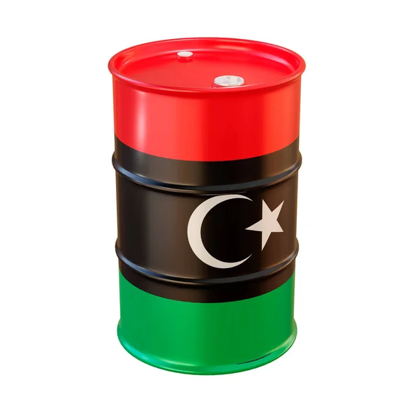 Aislado Barril Petróleo Bandera Libia — Foto de Stock