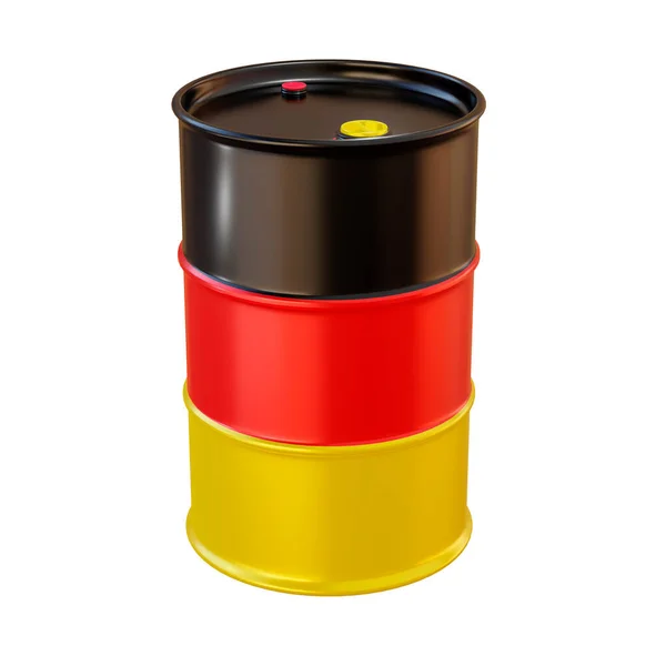 Isolated Render Oil Barrel Germany Flag — ストック写真