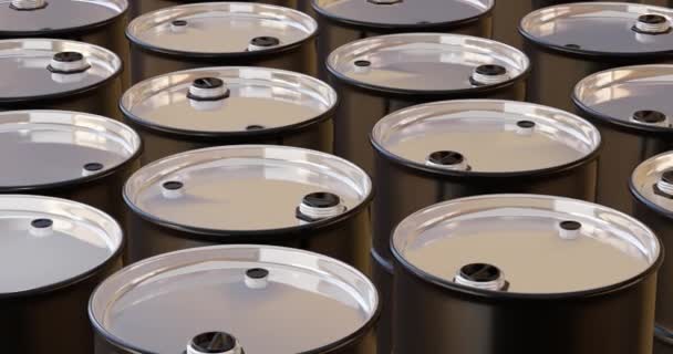 Oil Barrels Metal Drums — Stock Video