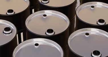 İzole edilmiş 3 boyutlu ham petrol varilleri.