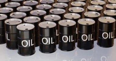 İzole edilmiş 3 boyutlu ham petrol varilleri.