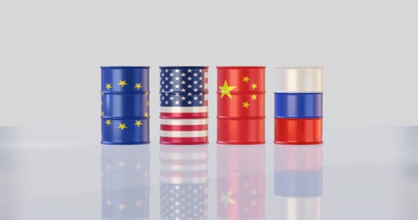 Barriles Petróleo Crudo Países Bandera — Vídeos de Stock