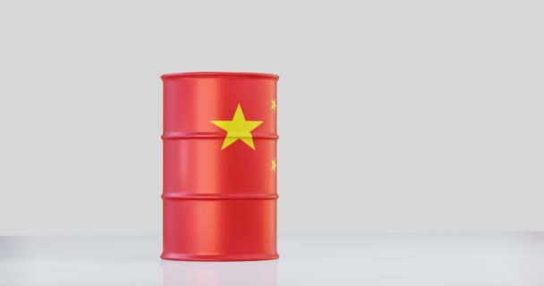 Isolierte Wiedergabe Von Ölfässern China Flagge Für Politisches Konzept — Stockvideo