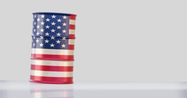 Rendering Van Ruwe Olievaten Amerikaanse Vlag Die Grond Vallen Voor — Stockvideo