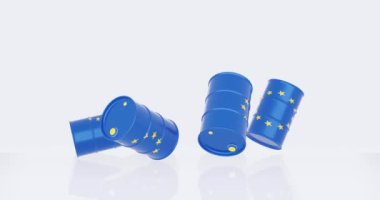 3d render of oil barrels in euro flag for energy related concept.