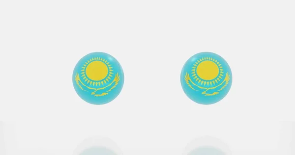 在哈萨克斯坦国旗上三维渲染地球仪 作为图标或符号 — 图库照片